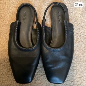 Vince Black Leather Mules